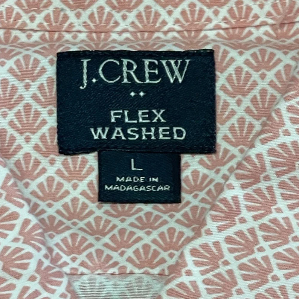J.Crew Mercantile Men's L Washed Flex‎ Button Coral Geo Print Button Up Shirt
